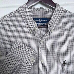 Ralph Lauren Classic Fit Striped Button Down Shirt Men Size 17.5 34/35 XL